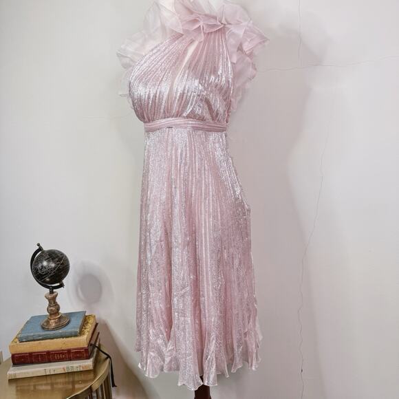 Giambattista Valli Midi Dress Size 42 Pleated Silk Babydoll Princess Romantic - Picture 1 of 13